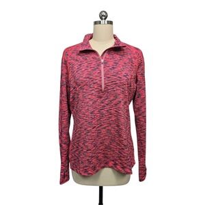 Athleta Women's Pink Marled Quarter Zip Long Sleeve Athletic Top Size Large